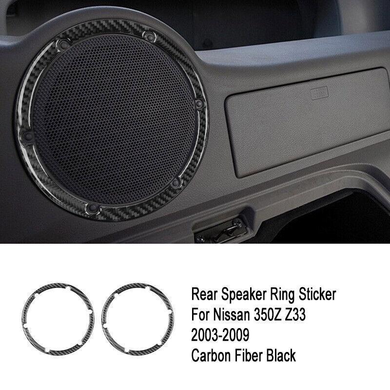 2Pcs Carbon Fiber Interior Rear Speaker Cover Trim For Nissan 350Z 2003-2009