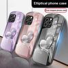 Gradient Love Silver For IPhone 16 Pro Max 15 Pro 14 13 12 Mini 11 XS Max XR 7 8 Plu SE 2022 Elliptical Glass Phone Case