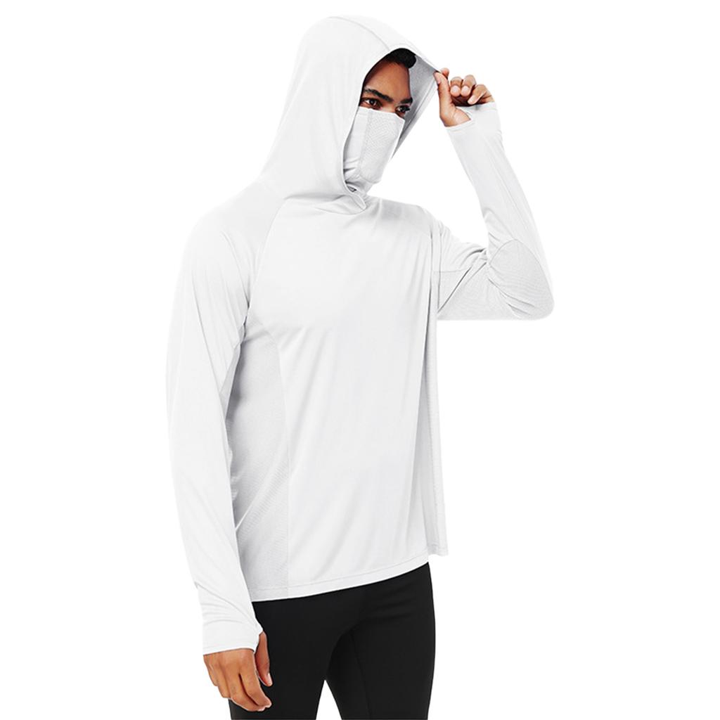 Zomer Kleding voor Mannen met Capuchon en Gezichtsbescherming, Duimgaten, Mesh Paneel, Casual Sport Shirt voor Hardlopen en Fietsen