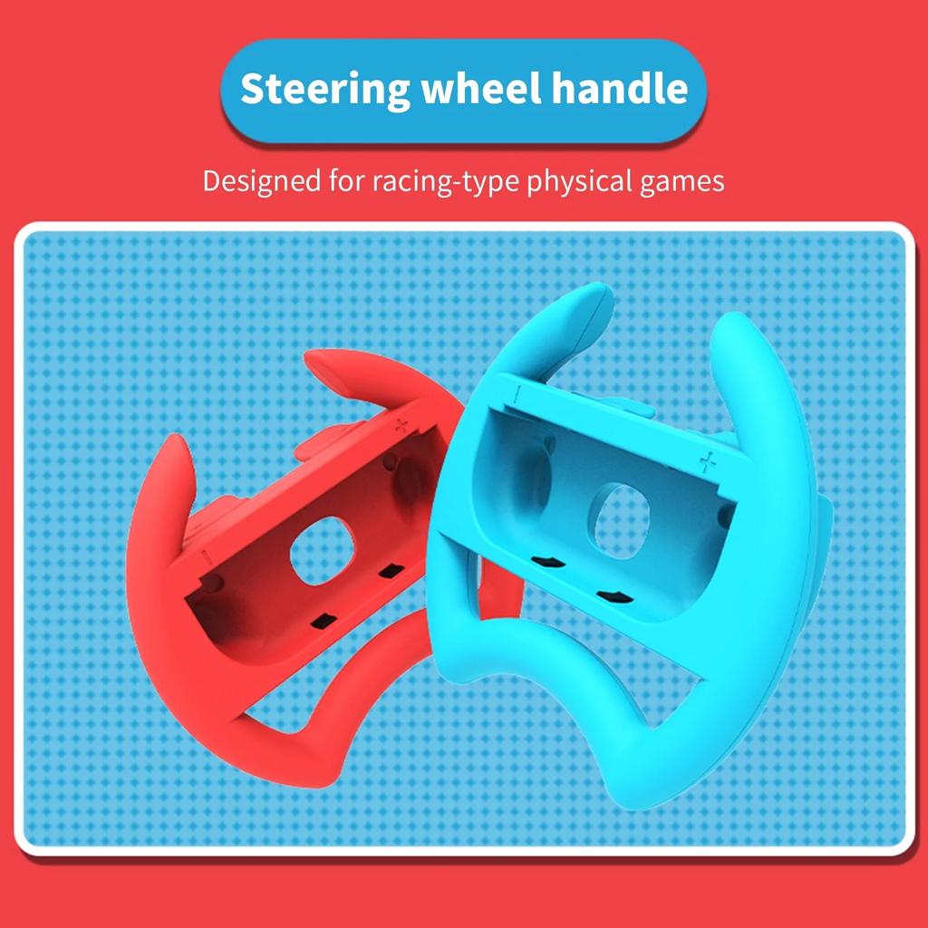 2Pcs Game Steering Wheels Comfortable Grip Plug Play Accurate Fit Realistic Gaming Experience Double Against Gamepad Steering Wheels for Switch OLED