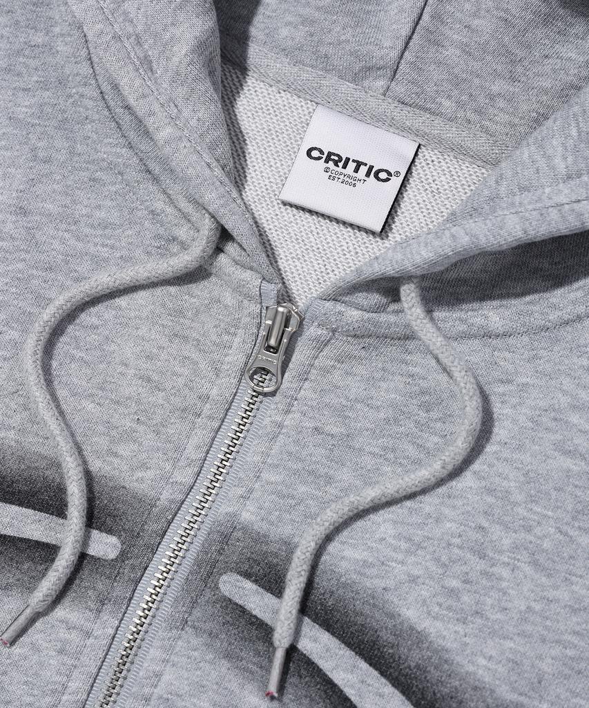 Critic Crop Wormhole Logo Hoodie Zip-Up Melange Gray