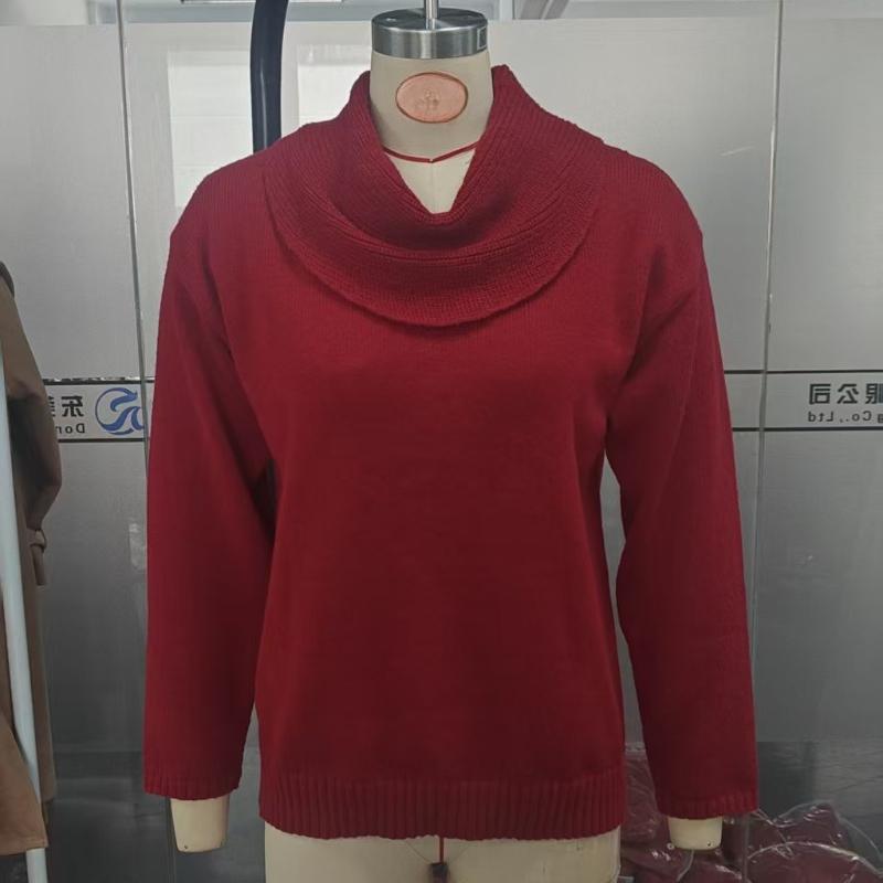 Warmer Damen-Frühlingspullover mit Schwingkragen - Einfarbiger Pullover mit langen Ärmeln und Stehkragen, Gemütliche Freizeitbluse für Herbst/Winter