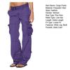 Women Cargo Pants Low-rise Multi-Pocket Design Wide Waist Retro Style Cropped Overalls Solid Color Straight Leg Work Pants