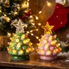 Small Luminous Christmas Accents Tree Ornament, Glowing Retro Resin Tabletop Decor with Star Mini Decorations Topper, Vintage Xmas Trees Night