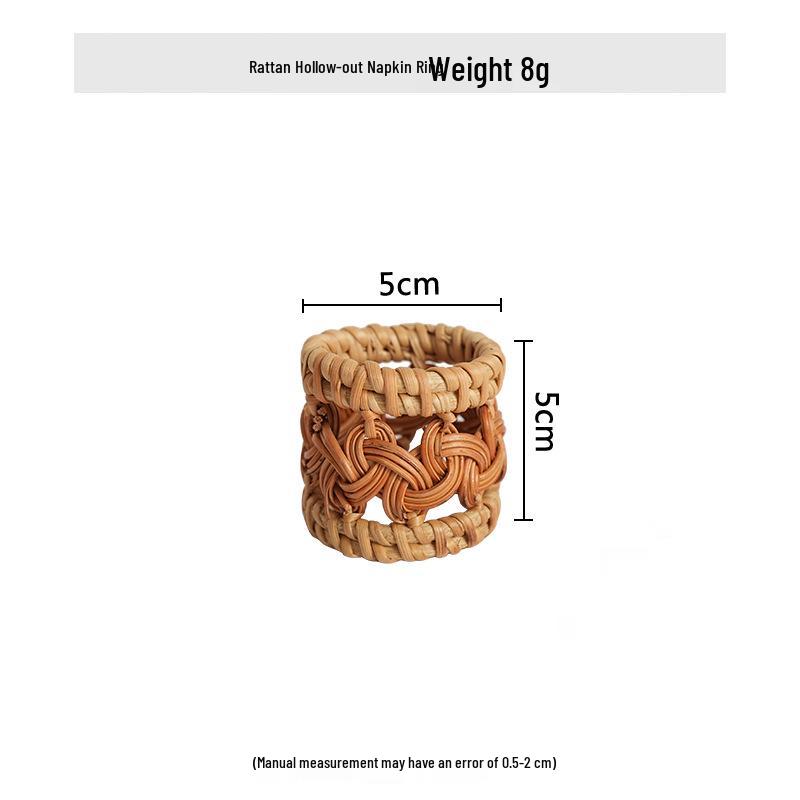 Vietnam Autumn Rattan Hand-Woven Napkin Ring - Seagrass Woven Holder for Western Restaurant Meals