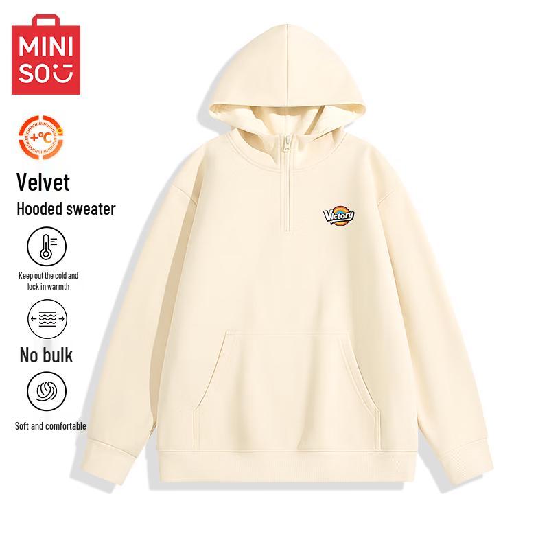 

MINISO Men s Oversized Fleece-Lined Hooded Sweatshirt XL
