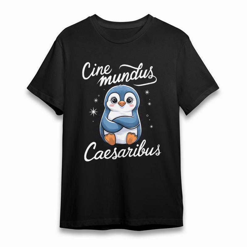 Women's Plus Size Classic T-Shirt Cute Penguin Caesaribus Phrase Star Accent Tee