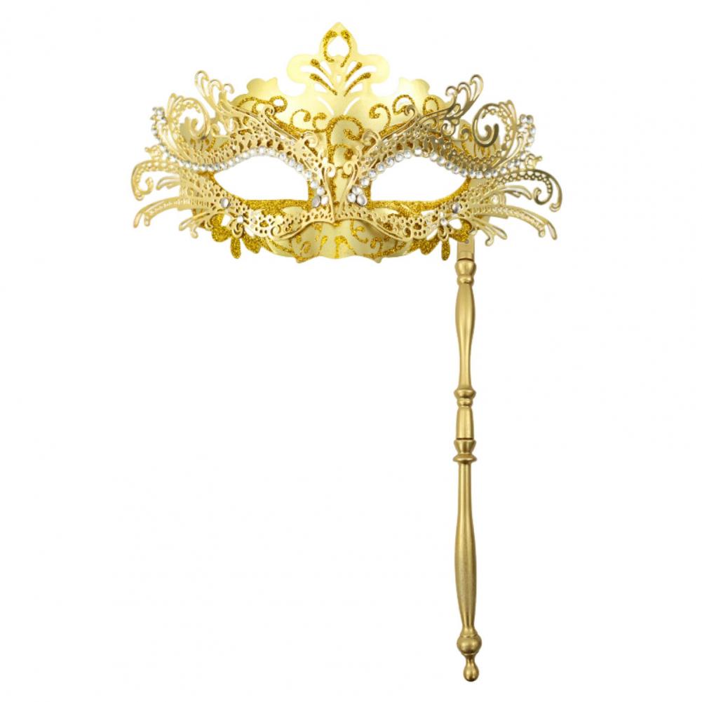 Fancy Dress Party Eyewear Mask Metal Handheld Stick Half Face Venetian Masque Rhinestones Women Mask Prom Ball Masquerade