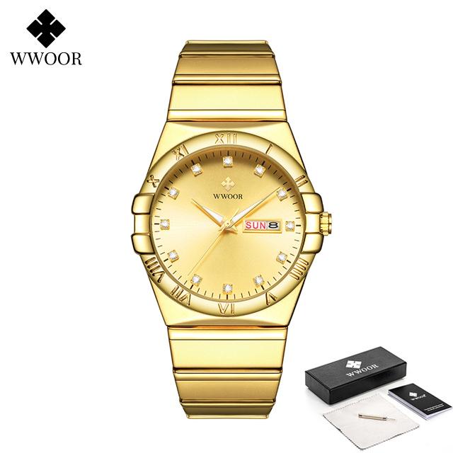 WWOOR Luxury Watches For Men Fashion Business Waterproof Stainless Steel Luminous Men's Quartz Wristwatches Male Reloj Hombre