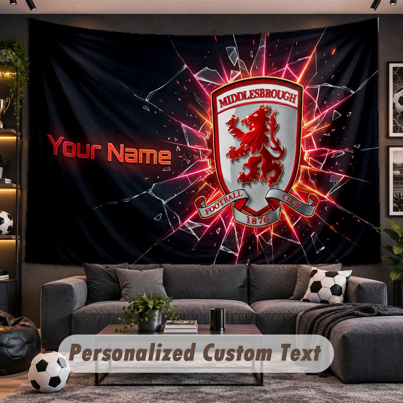 Wall Hanging Tapestry Custom NameMiddlesbrough FC Pattern Personalized Printed Fabric Wall Decor