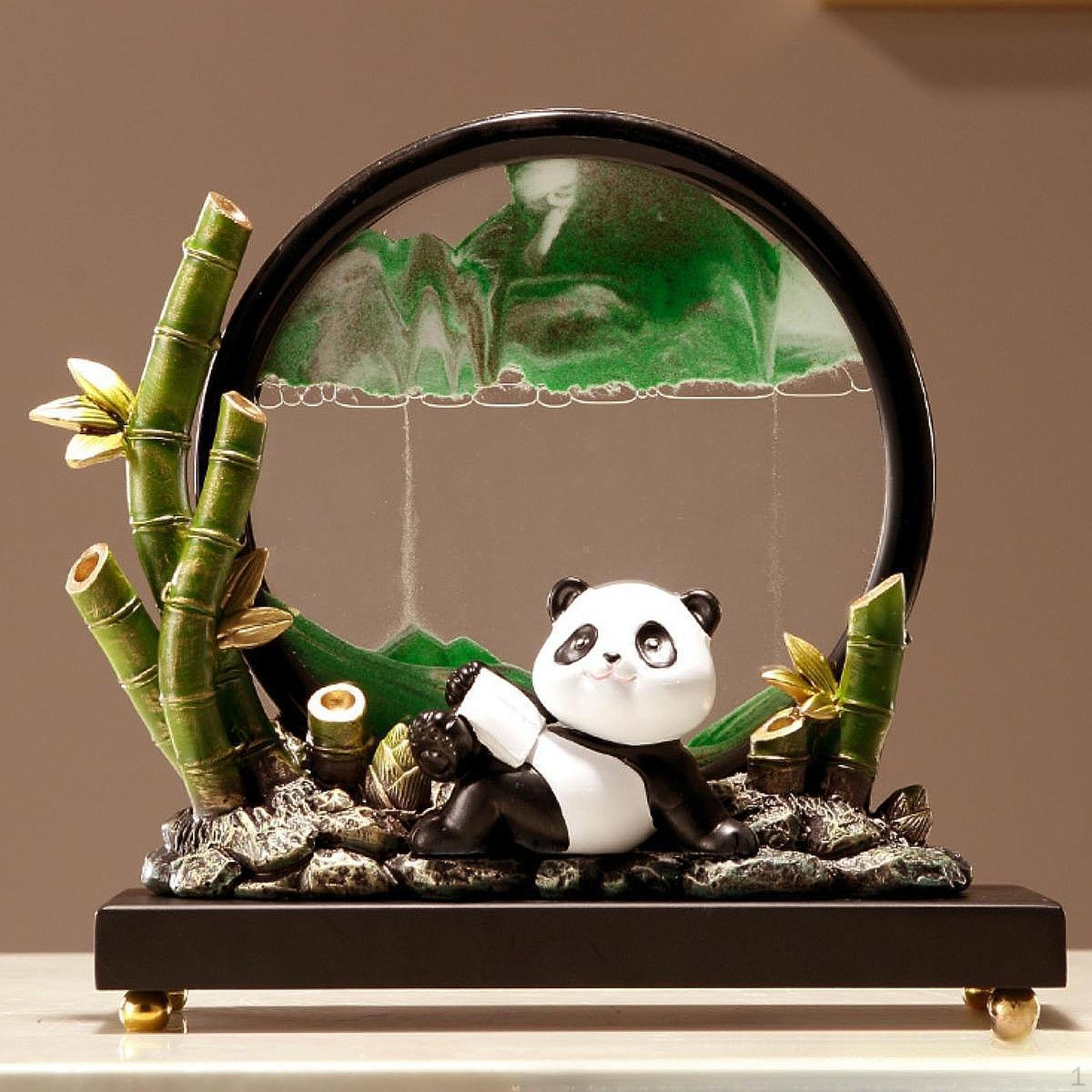 

Статуя панды, декор из зыбучих песков, динамическая песчаная скульптура, текущая картина для книжных полок, рабочего стола