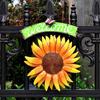 Sunflower Welcome Sign Metal Wall Hanging Plaque Rustic Decorative Door Hanger for Front Door Porch Wall Indoor Outdoor Spring Decor