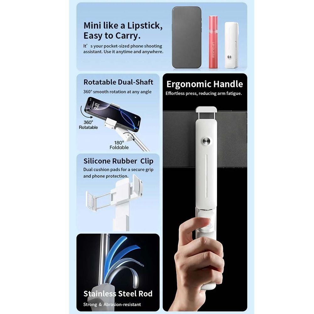 Foldable Mini Bluetooth Selfie Stick 360° Rotation Portable Phone Stand  Live Streaming