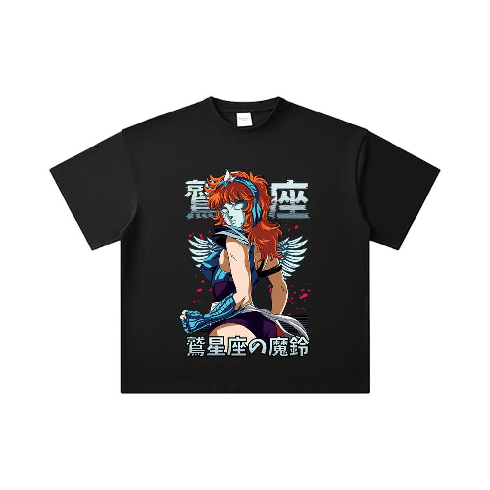 260 GSM Double Yarn 32 Count 100% Cotton Saint Seiya V9 Eagle Marin Print Unisex Heavy Cotton T Shirt