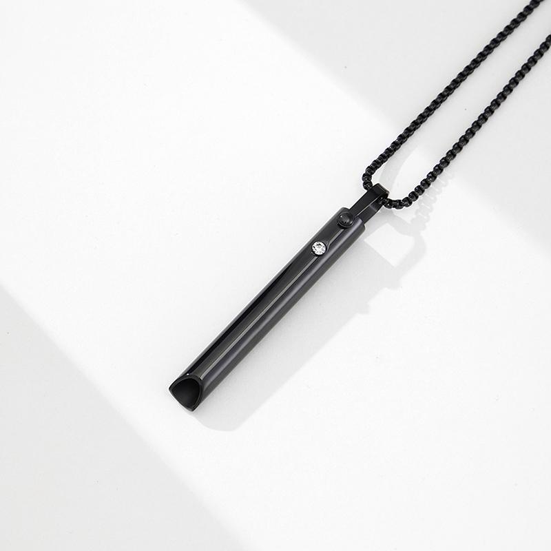 Stainless Steel Mindful Breathing Whistle Necklace Anxiety Relief Necklace For Anxiety Stress Panic Meditation Tools