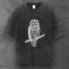Mens Night Owl Oversized T Shirt Washed Black Grunge Aesthetic S-3XL