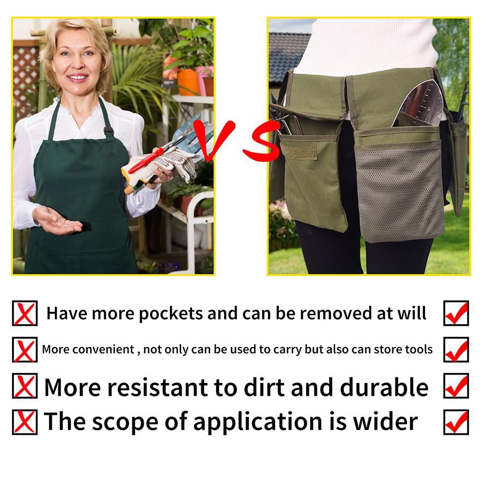 Canvas Gardening Belt with 4 Pockets Garden Tool Bag Removable Waist Tool Bag for Women & Men for Electrician Tool Plumbing Tool