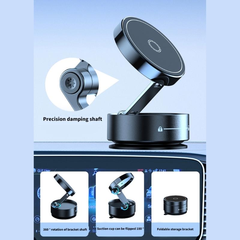 Portable Secure Magnetic Car Phone Bracket Holder with Vacuum Suction for Navigation Video Calls Safe Driving Experience