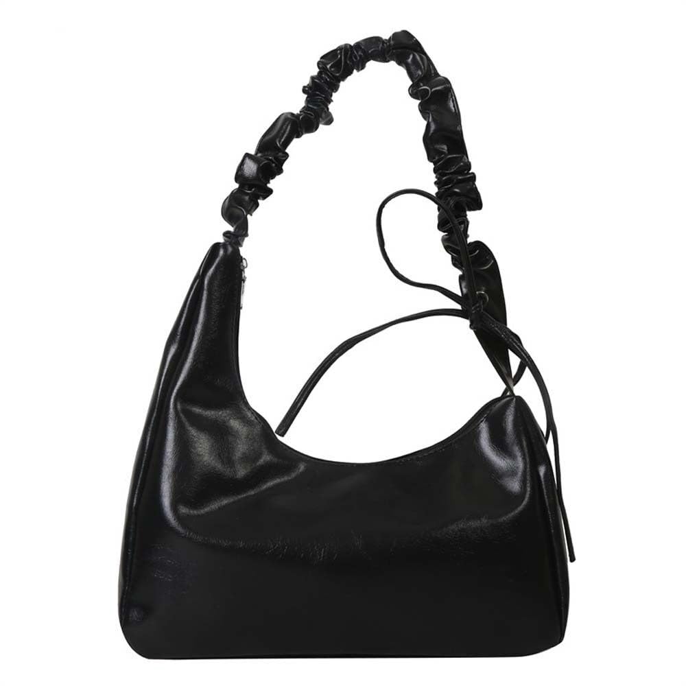 

Shoulder Korea [PETITCHOU] Bag, Handbag, Pleated, Rush, Strap, Minimalist, Simple, Crossbody, Lightweight, Commuting, (Black) чорний