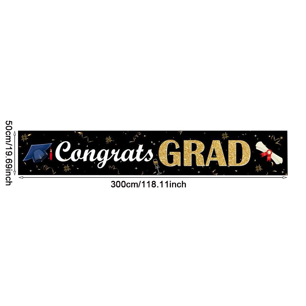 

Runtowo 50x300cm Graduation Banner, Congrats Grad Bachelor s Hat Courtyard Banner ,Class of 2025 Graduation Party Decor