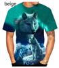 Fashion Short-sleeved 3D Wolf Print T-shirt, Men's and Women's Personality Cool Print T-shirt Fun Animal T-shirt