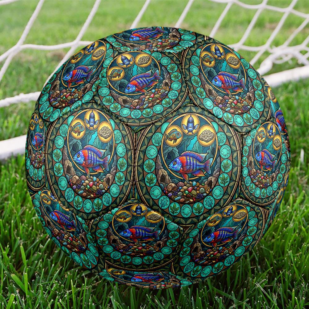 Aquatic Life Mandala Round Football Size 5 Adult Ball Suitable for Training Matches and Outdoor Team.