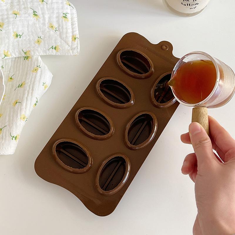 2 Pieces Coffee Bean Ice Cube Mold Chocolate Silicone Handmade Jelly Cake Multifunction Dishwasher Mould Coffee