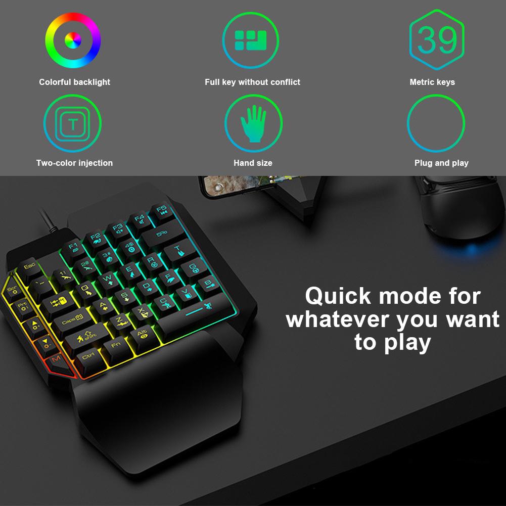 OneHanded Keyboard for PUBG Computer Mechanical Gaming Accessory with EyeCatching Lighting