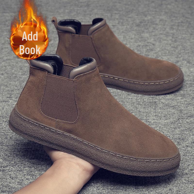 Мужские высокие замшевые ботинки Martin 2024 года осеньзима Толстая подошва ретро-стиль мотоцикла дополнительное тепло 44 2590₽