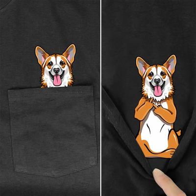 T-shirt à poche manches courtes 100% coton imprimé 2D Convient aux hommes et aux femmes Série T-shirts Divertissement Chien Shapi Unisexe