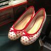 Fashion Polka Dot Flat Single Shoes Women's New Round Toe Shallow Mouth Fairy Bow Bull Tendon Soft Sole Non-Slip Low Top Shoes