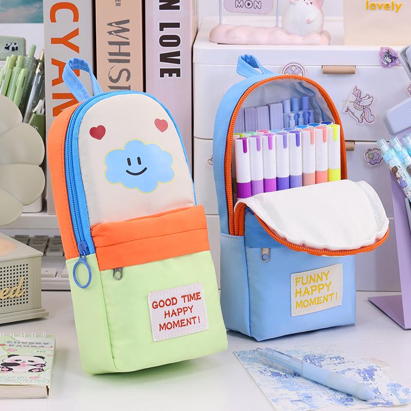 Color Block Macaron Pencil Case: Large Capacity, Stylish Design, Multifunctional Student Stationery Box