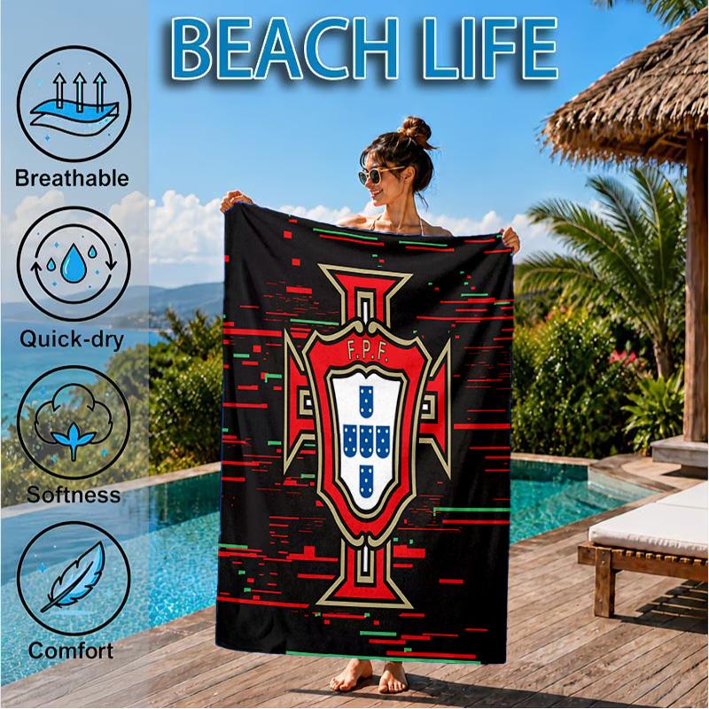 Asciugamano da Spiaggia Emblema Nazionale del Portogallo, Asciugatura Rapida, Facile da Curare, Adatto Sia per il Fitness che per le Vacanze al Mare, Essenziale per lo Sport