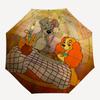 Bella Notte, Lady und Tramp Themen-Regenschirm mit automatischem Öffnen und Schließen, Helle Farbe, 8-Speichen, Tragbar, Geeignet für Männer und Wo