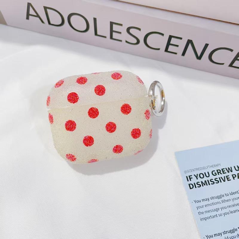Cute sparkling polka dot headphone case suitable for soft silicone protective case with keychain anti drop shell