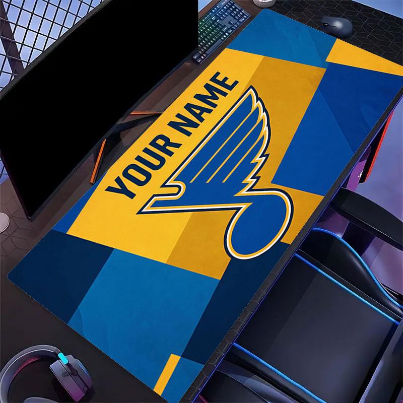 Custom Name,St. Louis Blues Mouse Pad, Large Gaming Desk Mat, Non-slip XXL Mousepad for Laptop & Tablet, Mini PC Playmat with Stitched Edges