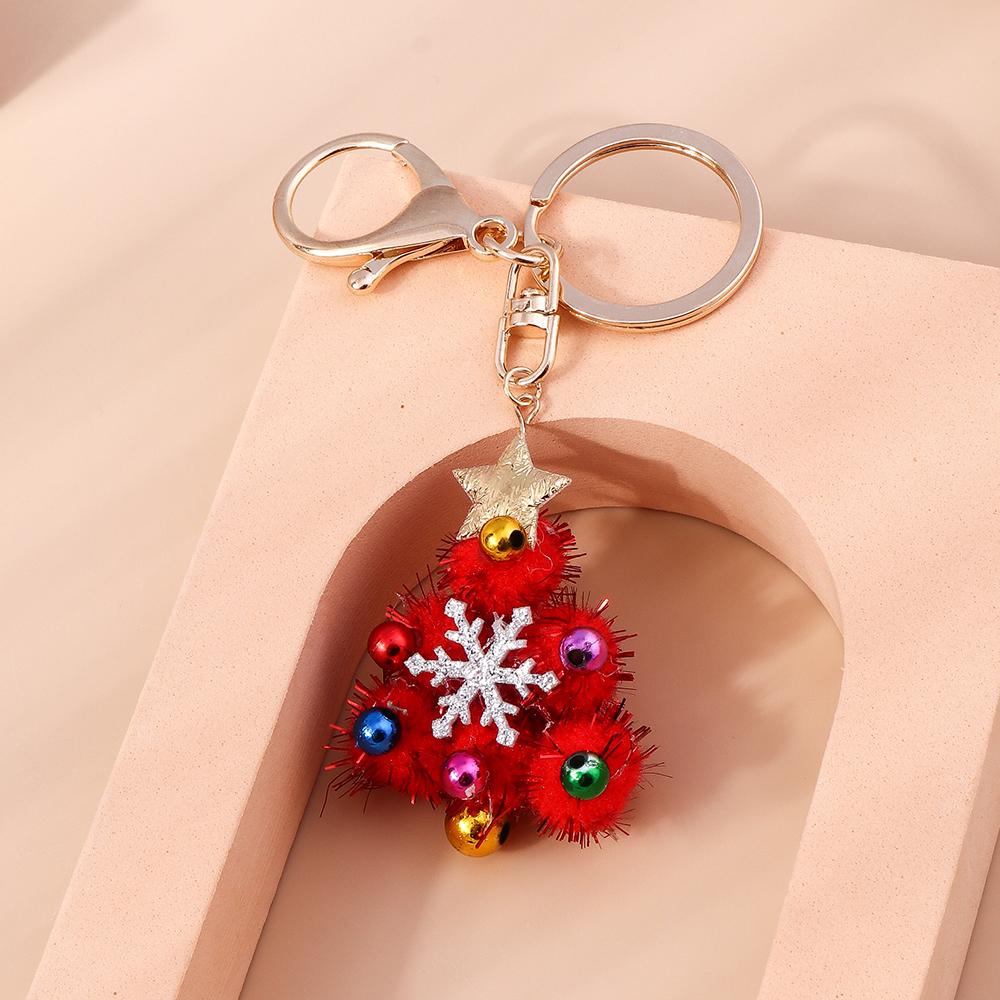 Pretty Christmas Tree Keychain Snowfake Key Ring Pendants for Key Holder Women Girls Handbag Charms DIY Jewelry Gifts