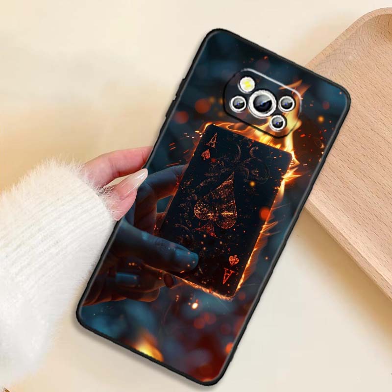 Creative poker card patterns For Xiaomi Mi Poco F3 F4 F5 F6 X3 X4 X5 X6 X7 M3 M4 M5 M6 M7 GT Pro 5G Black Phone Case