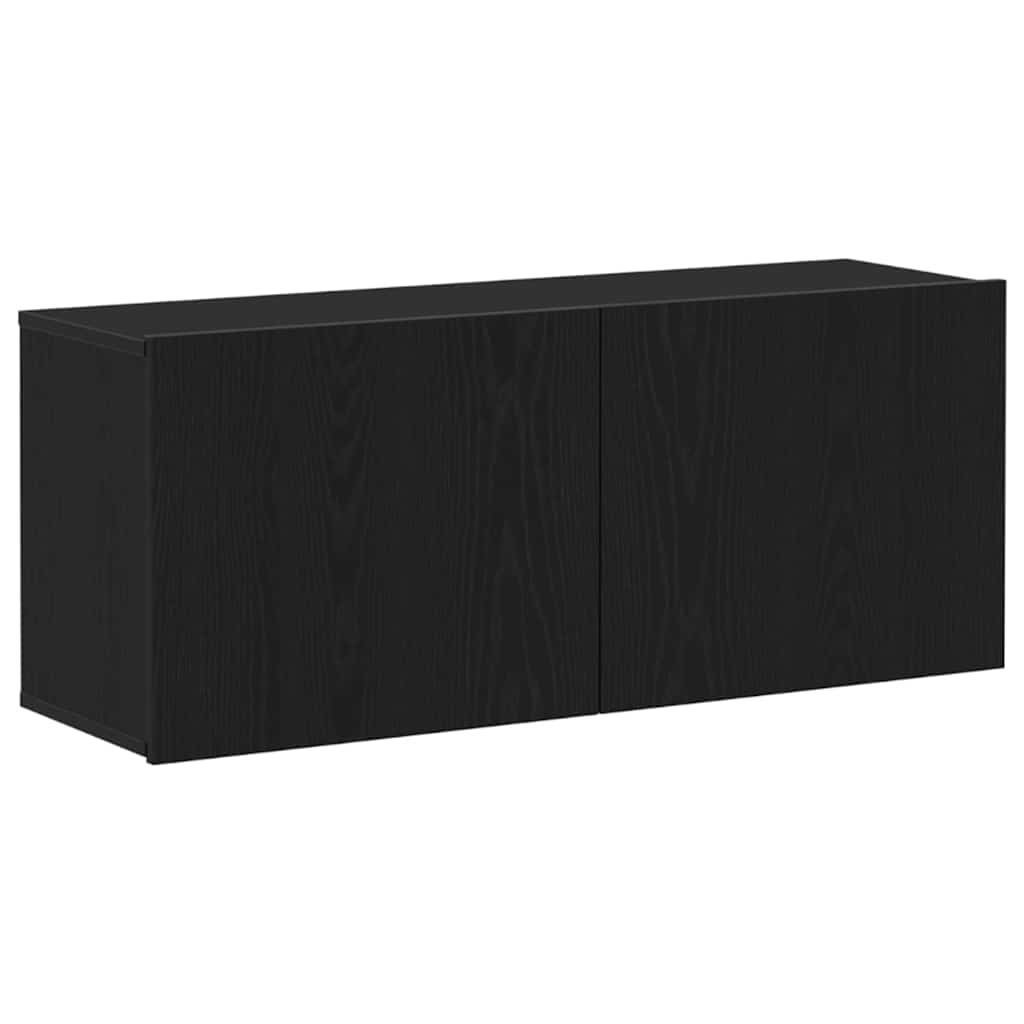 TV Cabinet Set Black Oak Effect 100 X 30 X 41 Cm