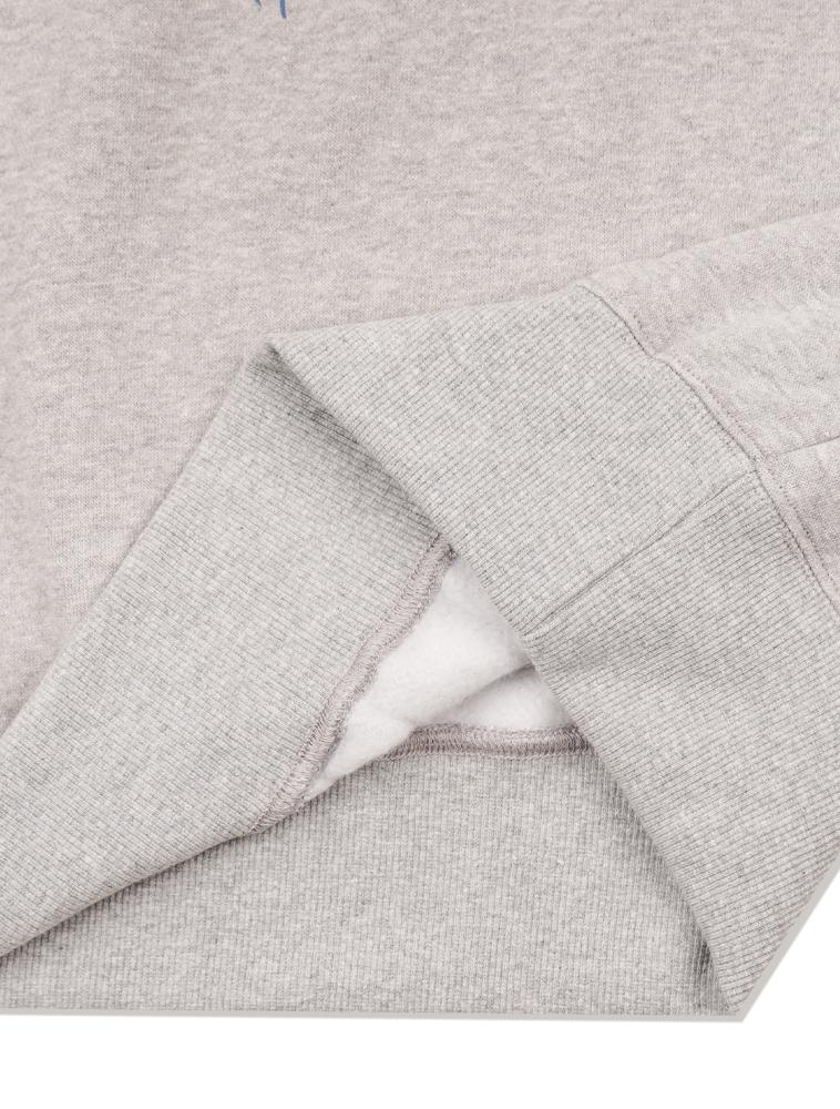 LA MAISON STUDIO [Fleece-Lined] Unisex Flower Arch Line Shoulder Heavy Terry Sweatshirt Melange Grey (Fce4Ts652K)
