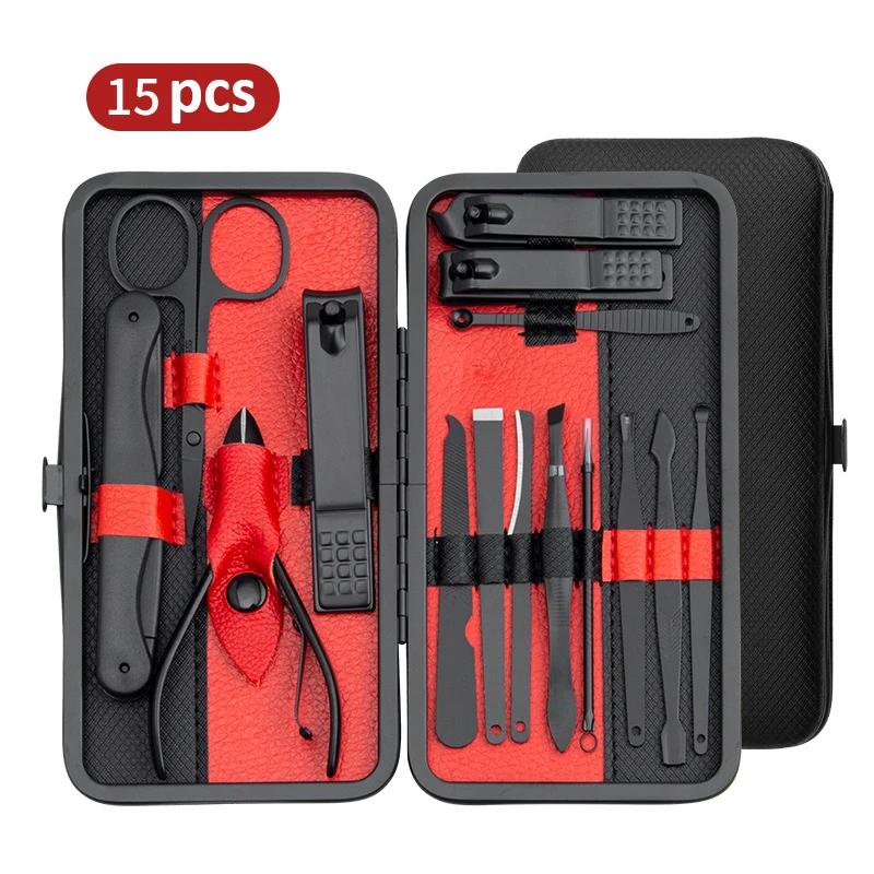 Kit de Manucure 10/15/25 Pièces Kit Complet Fonctionnalités Set Professionnel Acier Inoxydable Set de Pédicure Coupe-ongles Avec Étui Portable Idée Cadeau