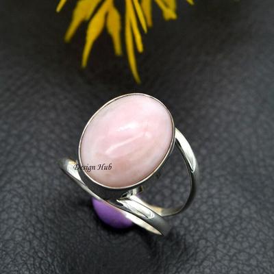 Pink Opal Handmade Ring Solid 925 Sterling Silver Jewelry For Christmas Gift