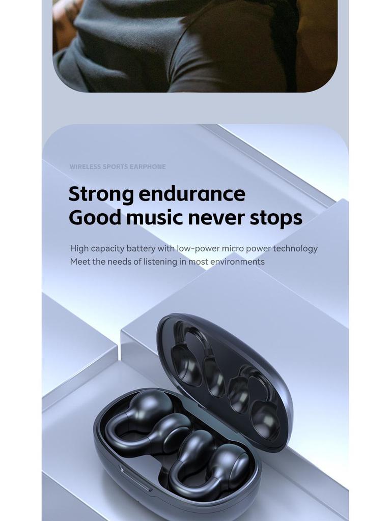M30 Ear Clip Bone Conduction Sports Bluetooth Earphones with Ultra-long Battery Life