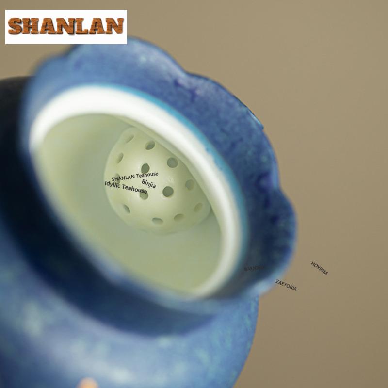 175ml Kiln Fambe Sprinkle Blue Teapot Retro Tea Infuser Pot Tea Soaking Kettle With Strainer Chinese Tea Cha Supplies Ornaments