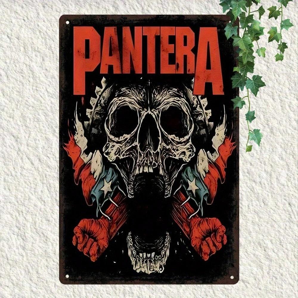 

Metal Wall Art Pantera Vintage Tin Sign Skull Flame Retro Bar Decor