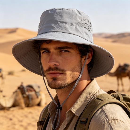 Sunshade Bucket Hat, Foldable Quick Dry Western Style Hat, Lightweight Breathable Sun Protection Hat for Hiking Fishing Camping Travel