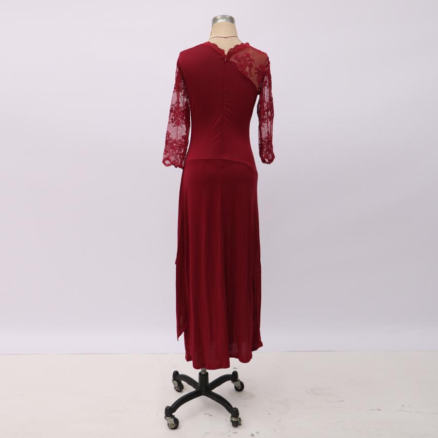 Elegant Lace See-Through Mid-Sleeve Wedding Dress