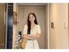 Women's French Hollow V-Neck Short-Sleeve Spring Dress Set - Elegant Waist-Cinching, Slimming, Long Skirt for Dates 2026.