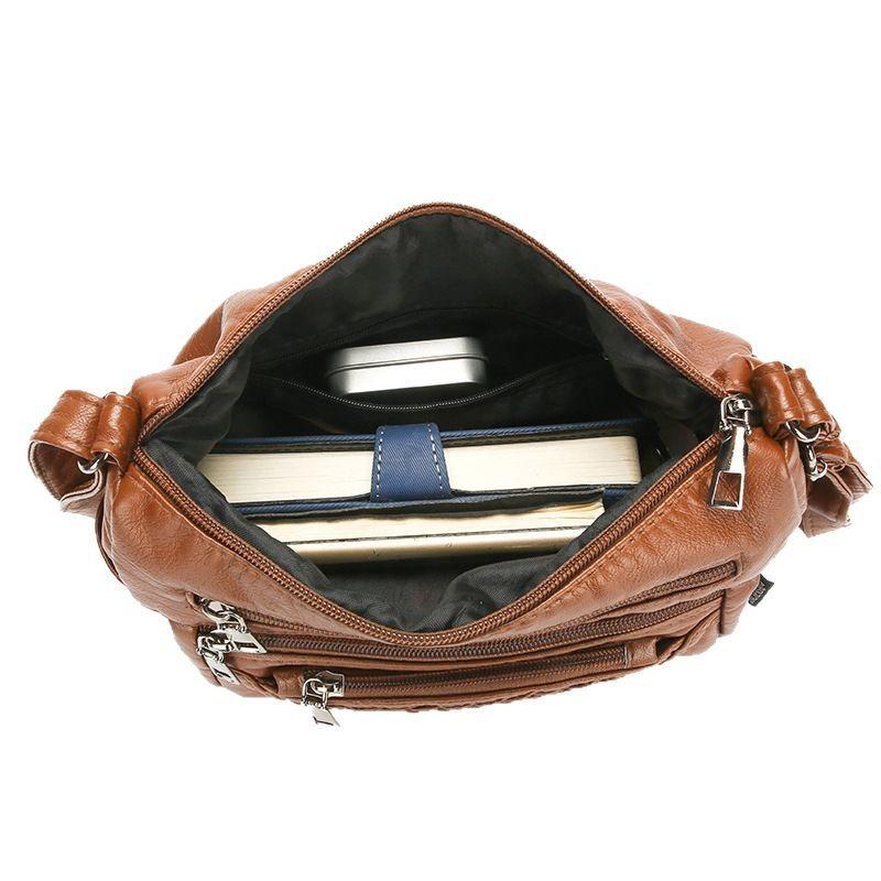 Soft Leather Multi Compartment Single Shoulder Crossbody Bag