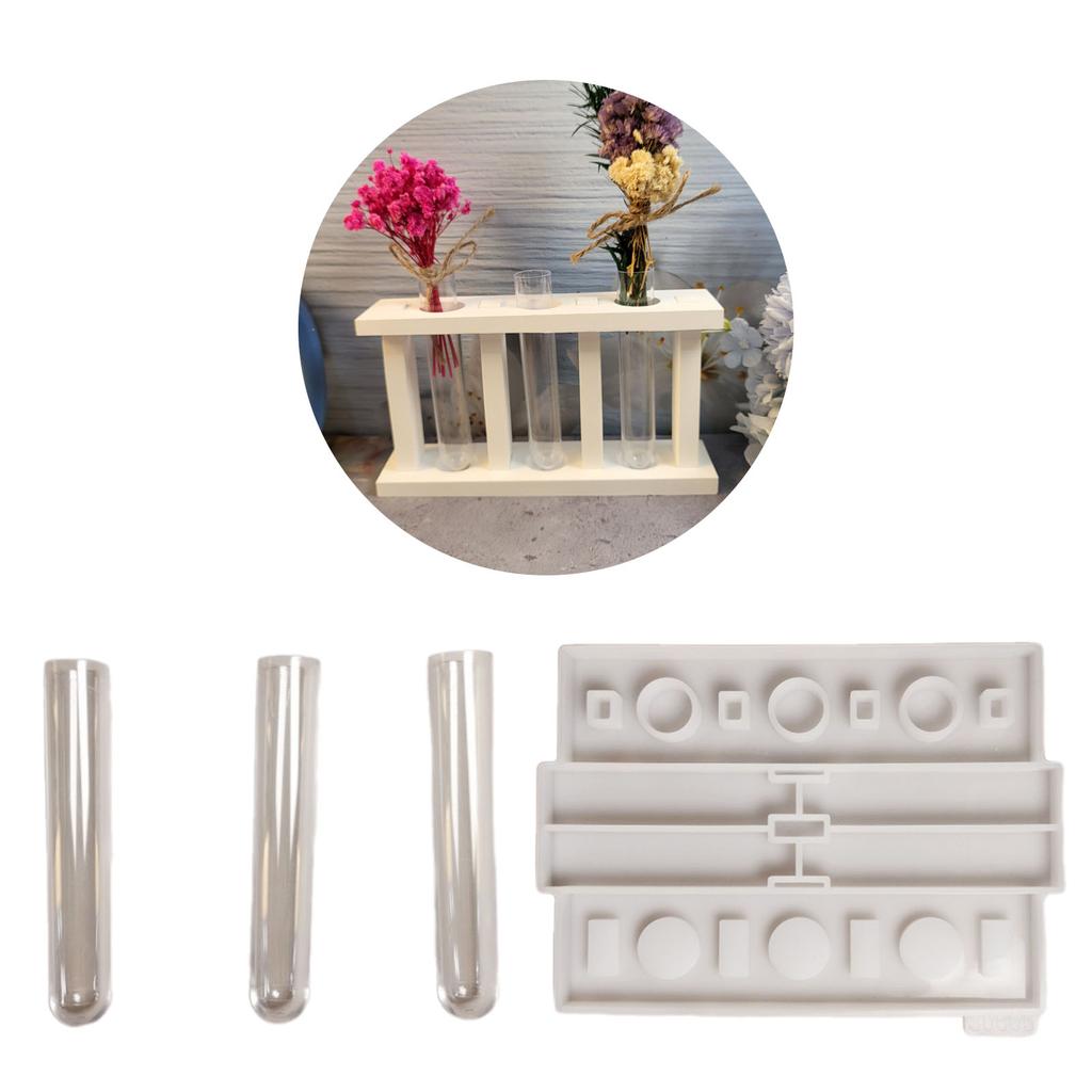 Silicone Resin Molds for Hydroponic Plant Propagation Flower Holder Mould with 3 Test Tubes Home Decoration Moulds